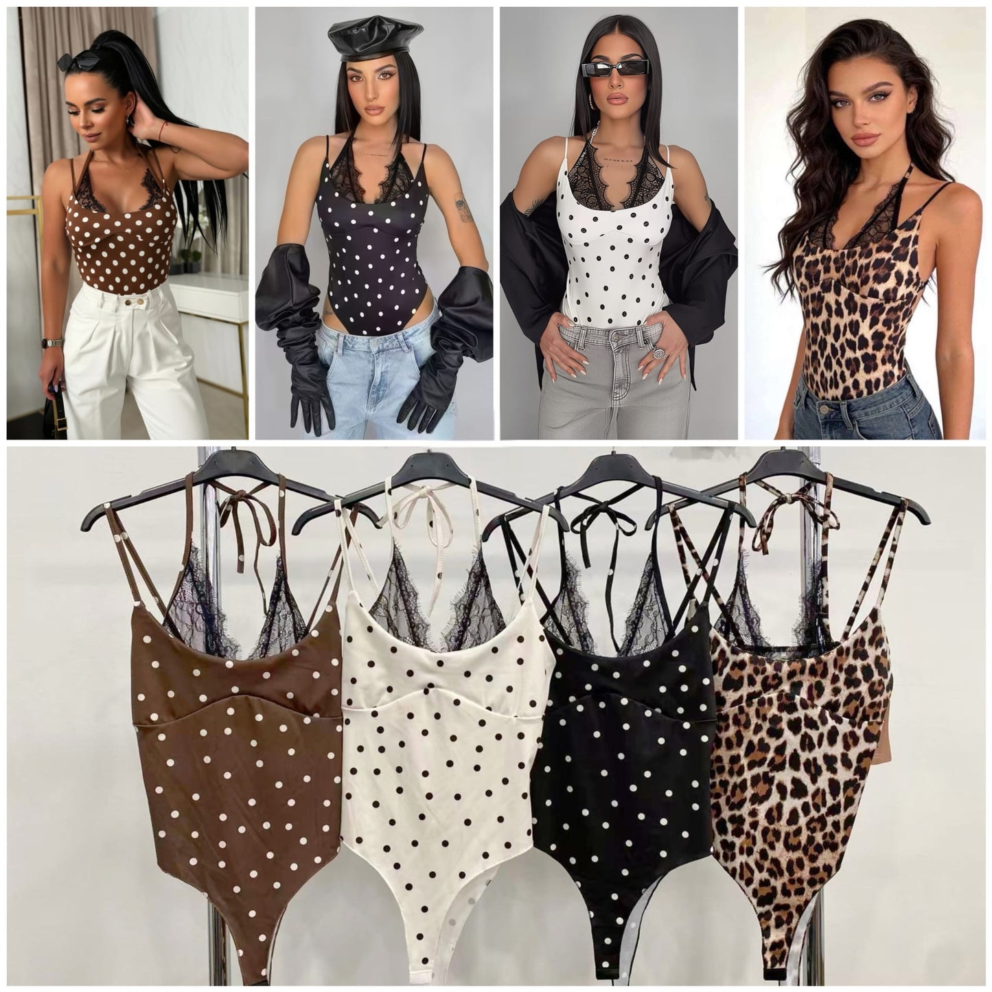 Body estampado con encaje