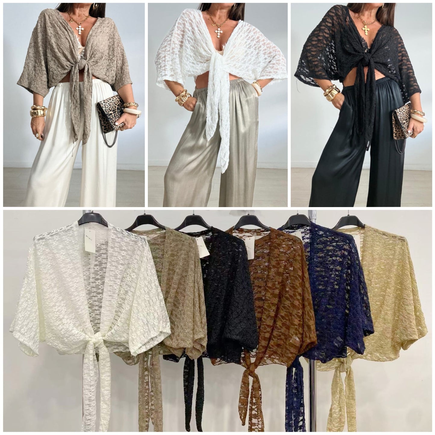 Blusa anudada encaje
