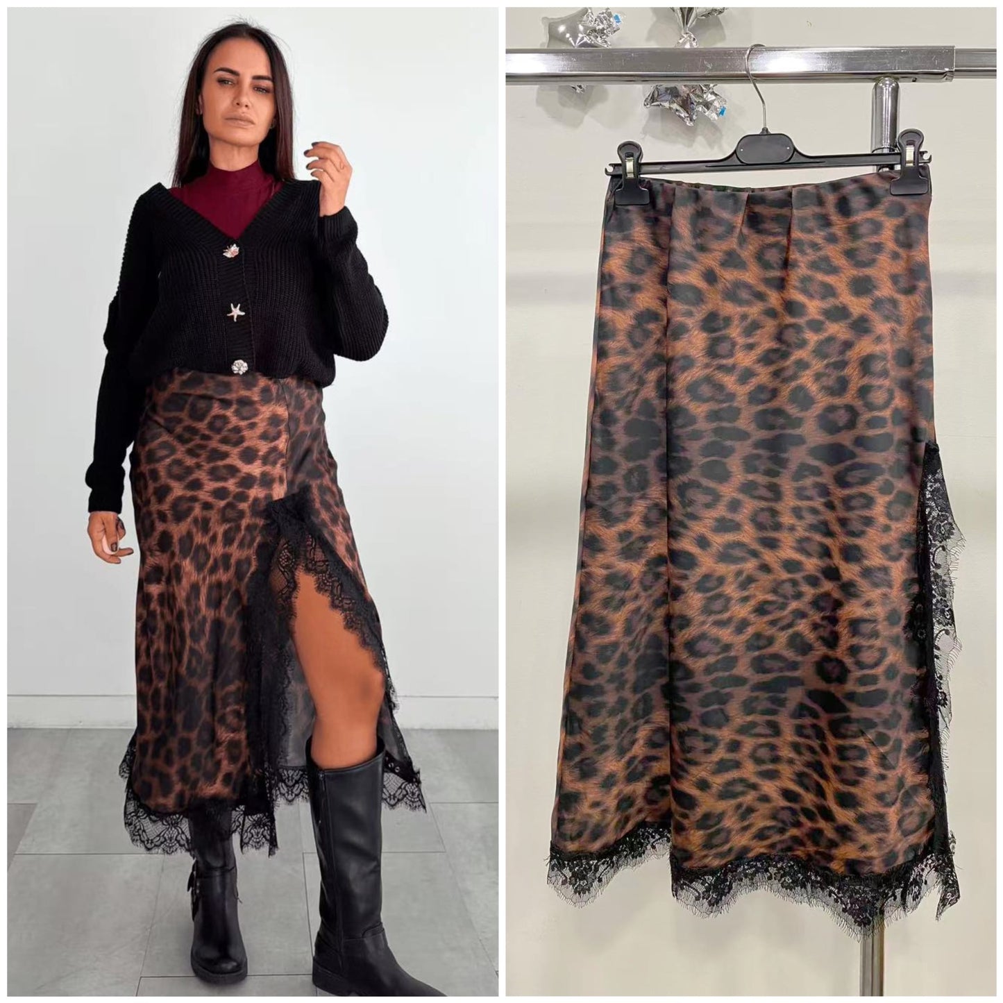 Falda leopardo oscuro