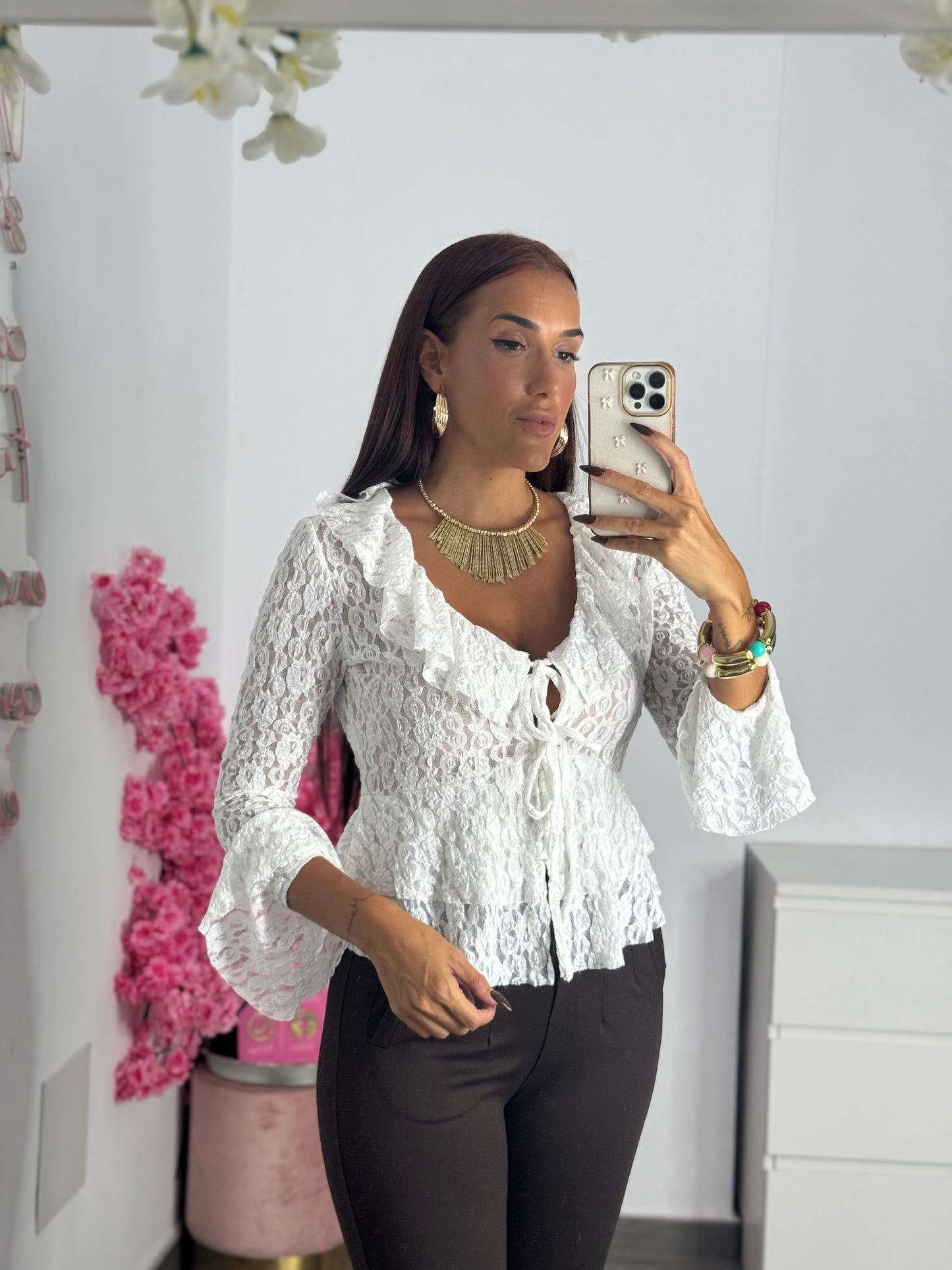 Blusa encaje blanca