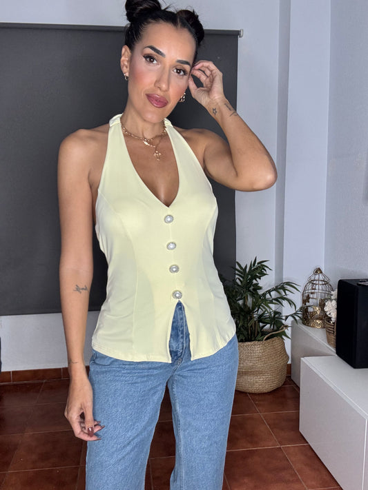 Top chaleco botones