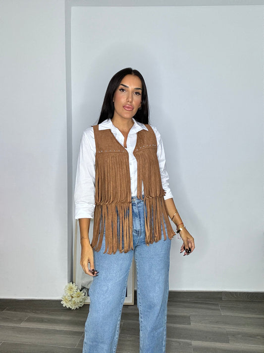 Chaleco flecos ante