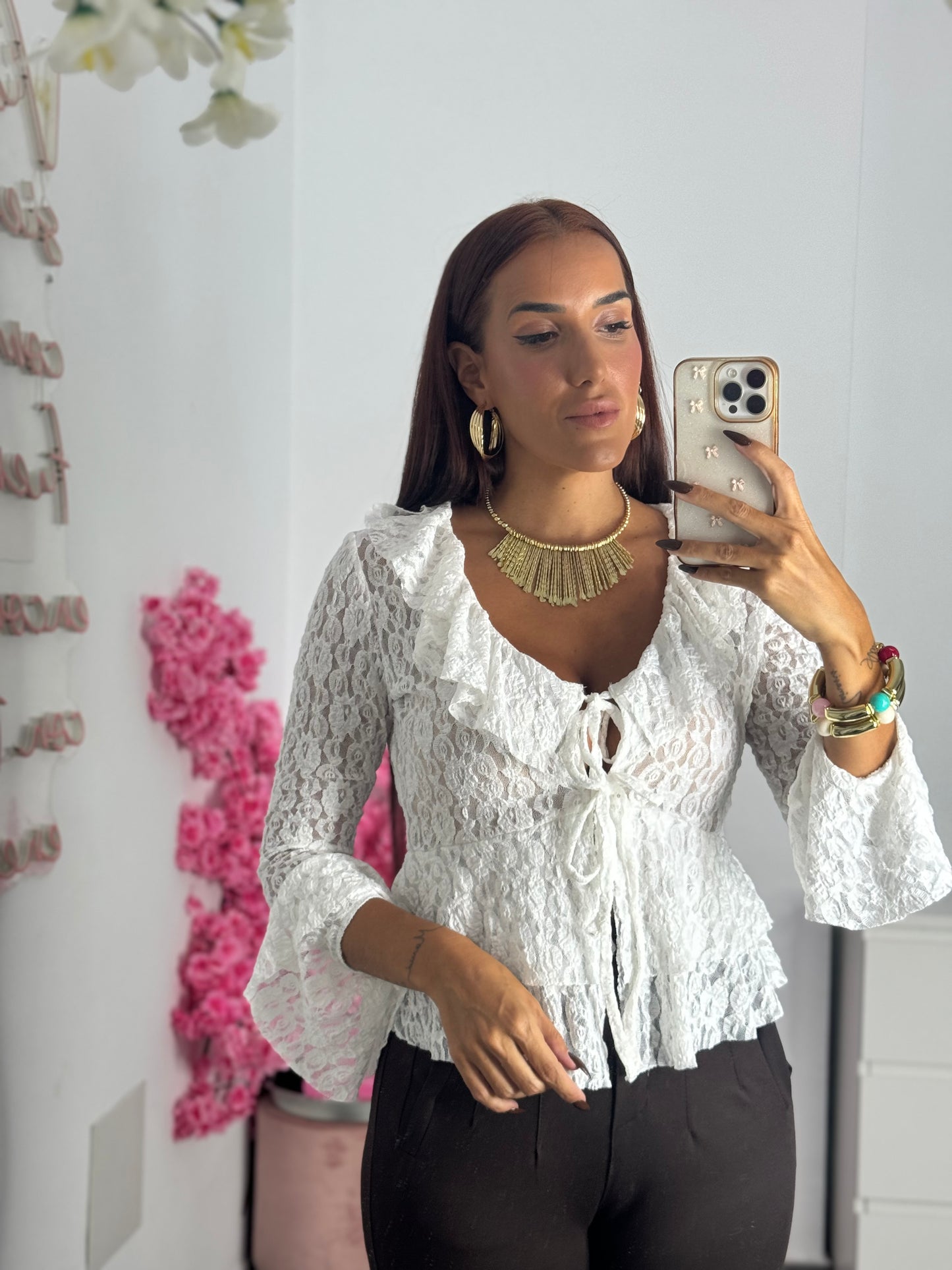 Blusa encaje blanca