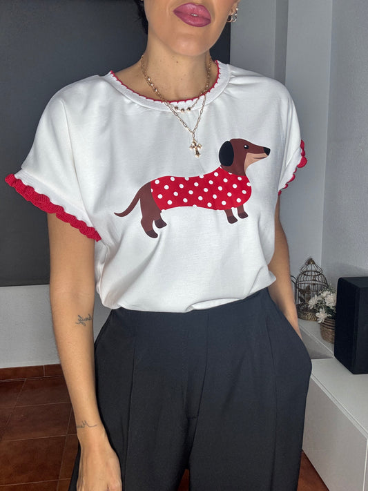 Camiseta lunares perrito