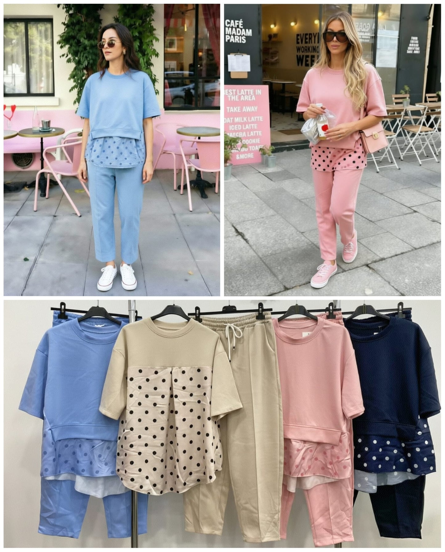 Conjunto blusa lunares